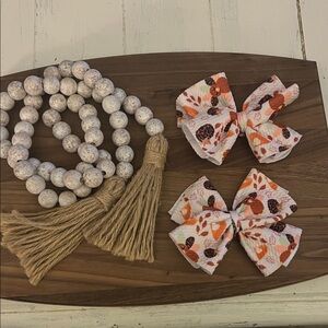 Cheetah print turkey and pumpkin pie bow set